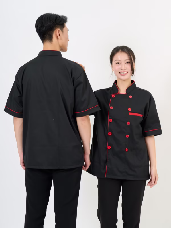 Áo Đồng Phục Bếp May Sẵn Ngắn Tay